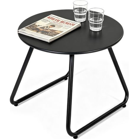 Avestar Table d’appoint métal 45 cm, finition noir perlé (1/5)