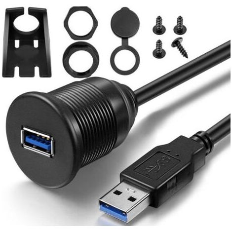 Rallonge de câble USB 3.0 étanche à port unique pour les données du tableau de bord de la voiture, du bateau et de la moto (1/4)