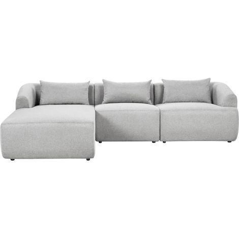 Divano angolare destro minimalista Tessuto imbottito Cuscini aggiuntivi 3 posti Grigio Svansele