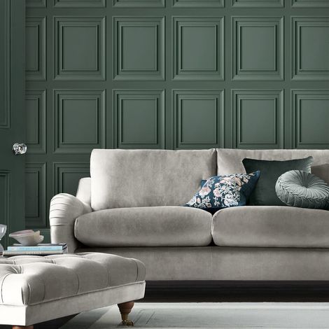 Papier peint intissé Laura Ashley Redbrook Wood Panel Fern 1005 x 52cm Vert (1/5)