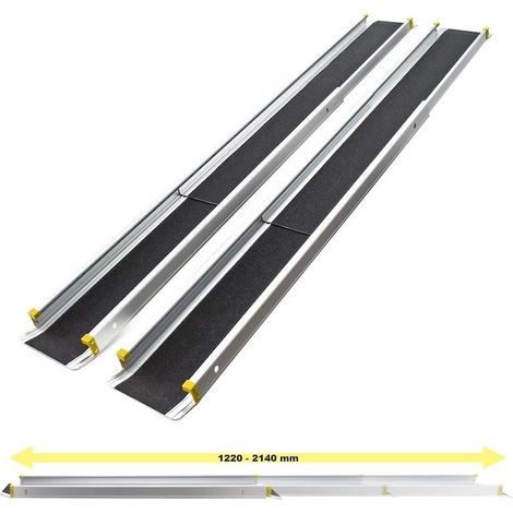 2 Rampes en Aluminium Télescopiques Antidérapantes max 270 kg 213 cmBarres Latérales (1/4)