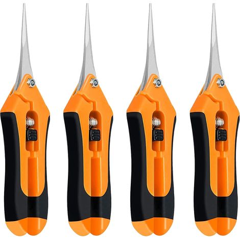 Forbici da giardino manuali da 16,5 cm, lame dritte in acciaio inox, colore arancione, set da 4 (1/5)