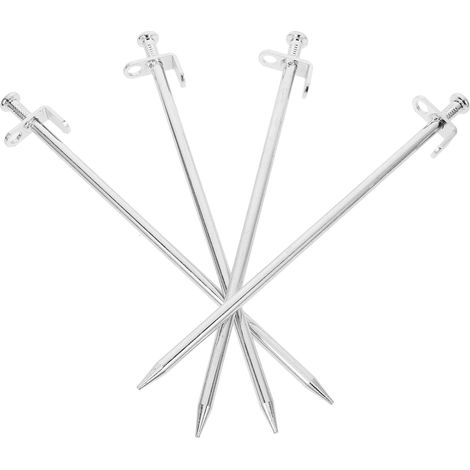 Lot de 4 piquets de jardin en métal blanc de 30 cm pour fixation au sol (1/5)