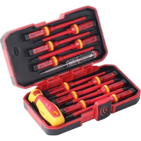 Lot de 13 Tournevis Isolés Set, Tournevis Electricien Professionnel, Tournevis Isolé 1000v, Tournevis Interchangeables, Tournevis Magnétiques, Kit D'outils de Réparation D'électricien (1/4)