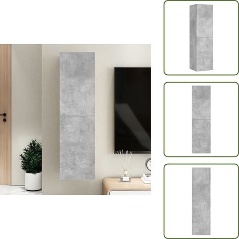 Meuble TV Gris béton 30,5x30x110 cm Bois d’ingénierie - Meuble Tv Mural - Meuble Tv Suspendue - Rangement Tv - Console Tv - Meubles Salon