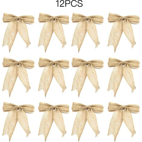 GARRYFIZH Ornements de sapin de Noël en lin avec nœuds, décorations papillon de style japonais et coréen, cadeaux et ornements (12 pièces)