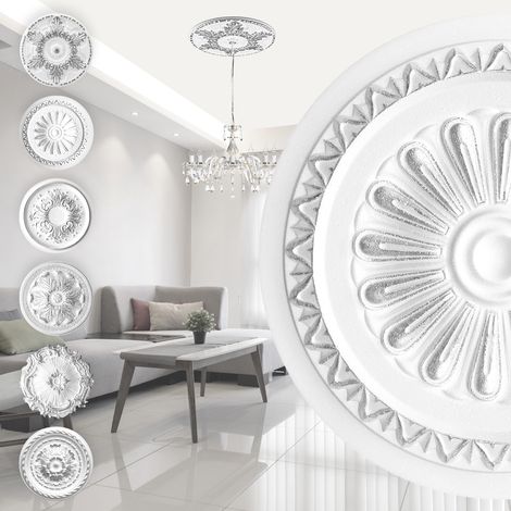 Rosace en polystyrène - décor intérieur, stuc plafond et mur EPS - argent: R-15 - Ø 34cm
