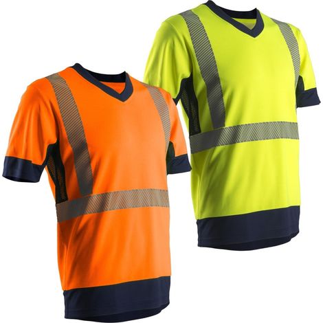 T-Shirt Alta Visibilita in Poly Cotone - Komo Giallo-Navy 3XL