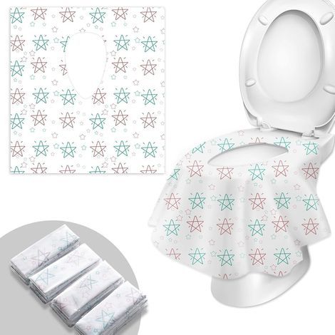 20 Pièces Protege Toilette Jetable, 60x64 cm, Protege Cuvette WC Jetable Portables Protection Toilettes Jetables, Tissu Non Tissé Imperméable, Pour Enfants,Voyage, Hôtel, Centre Commercial, Hôpita (1/5)