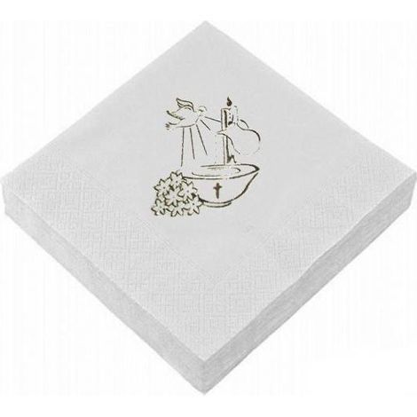 Serviettes de baptême blanches 33x33cm 20 pièces. (1/2)