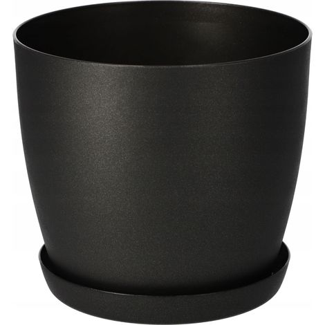KADAX Blumentopf, Pflanzkübel mit Untersetzer, runder Blumenkübel aus Kunststoff, Matte Topf für Kak (1/5)