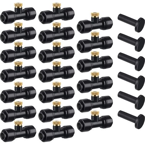 Irrigation System Outdoor Misting Kit, 20 Pieces Brass Garden Spray Nozzle, Atomizer Nozzle for Garden, Patio, DIY, Black (1/5)