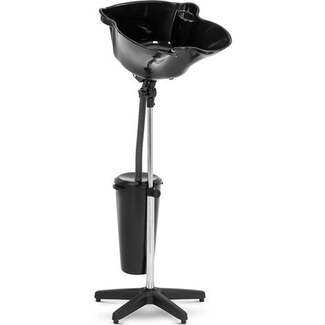 Bac à shampoing avec reposepieds inclinable avec siège robinet mitigeur flexible et douchette professionne acier inoxydable plastique noir (1/5)