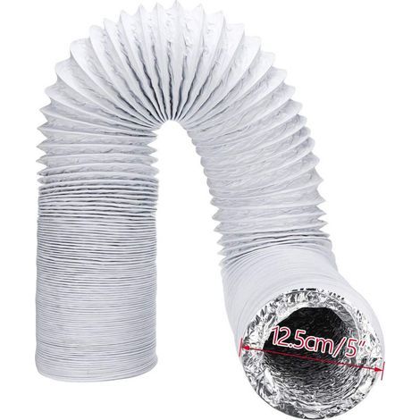 Tuyau d'évacuation pour climatiseur de 5 pouces de diamètre et 236 pouces de longueur, très flexible, pour l'évacuation de la fumée, de l'humidité, de la poussière, etc. (1/5)