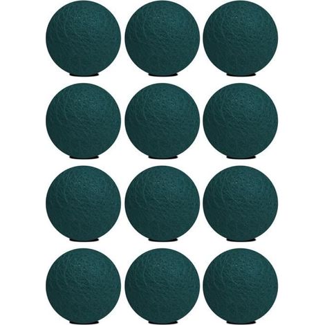 Boule décorative suspendue - JUANIO - Lot de 12 - Tissu - Diam. 6 cm - Bleu pétrole (1/4)