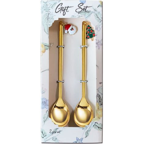 Cuillère De Table De Noël - En Carton Métallisé Avec Paillettes - Pour Décoration De Table Festive - Lot De 2