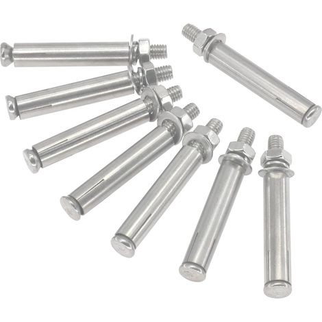 Lot de 8 Chevilles à expansion, Acier inoxydable 304, Filetage M8 x 80mm, Ancrage béton et brique, Pour extérieur (1/5)