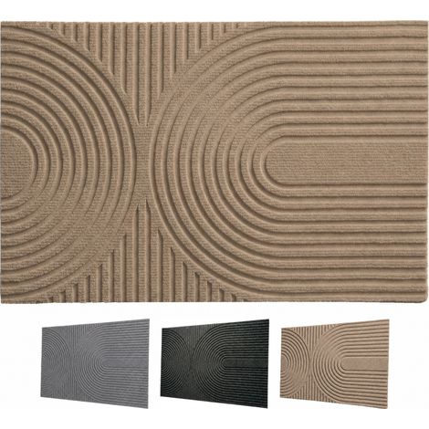 Paillasson Circa antisaleté, style Boho ondulé, Beige, 70 x 120 cm