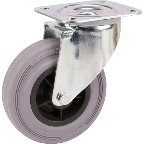 Roulettes pivotantes à bandage en caoutchouc noir TENTE 3470PIR125P62 (1/2)