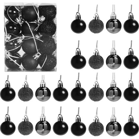 BAUBLES BLACK 3CM-24PCS SET -PVC (1/4)