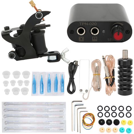 Kit complet de machine à tatouer 8 bobines, bloc d'alimentation 90-265V prise US, accessoires professionnels pour tatouage. (1/5)