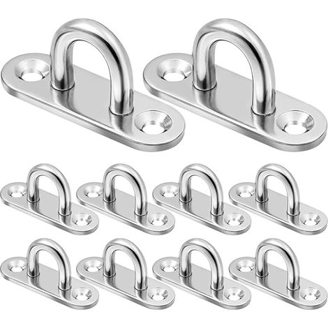 10 Pièces Pontet Inox,Crochet Inox,Fixation Plafond M6,Plaque à œil en Acier Inoxydable Avec œillet pour Balançoire Hamac (1/5)