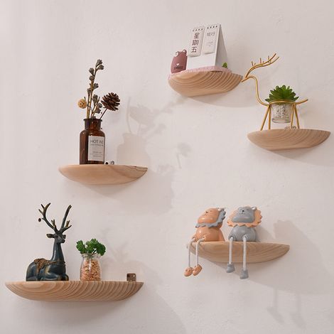 Étagères Flottantes en Bois Massif épais, étagère Semi-Circulaire Murale, Décor Mural Suspendu, étagères Décoratives, Rack de Rangement de Rebord d’Affichage, Couleur Bois, 21CM (1/4)