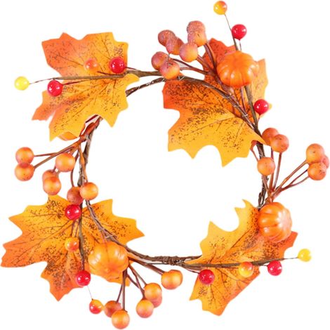 Guirlande De Citrouille Artificielle - Anneau Pour Bougie De Décoration Automnale - Pour Halloween Et Action De Grâce - 12 X 12 Cm - 1 Pièce (1/3)