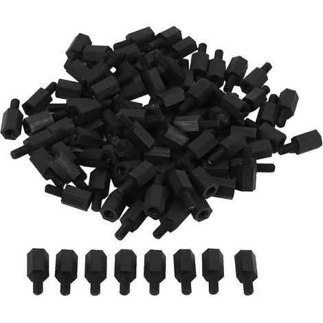 200 entretoises hexagonales en nylon M3 filetées 8 mm + 6 mm pour fixation de circuits imprimés (1/5)