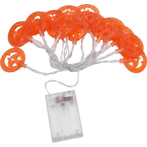 Guirlande lumineuse citrouille LED 20 ampoules, décoration Halloween filaire avec boîtier piles, pour intérieur/extérieur, fête effrayante, jardin, 3m, lumière chaude (sans piles). (1/5)