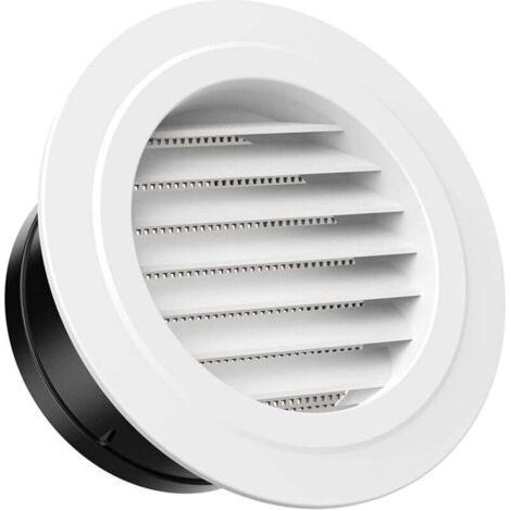 Grille de ventilation ronde en plastique de 100 mm avec moustiquaire, adaptée aux murs intérieurs et extérieurs (1/4)