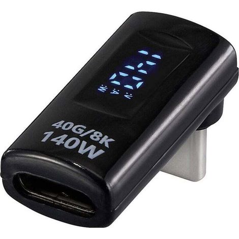 USB4® Male-to-Female USB-C® L-Type Adapter – 40 Gbps, 140 W, 8K, LED Display – Part Number W922243