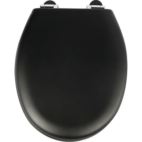 Abattant de toilette en MDF peint avec fermeture amortie, noir (1/5)