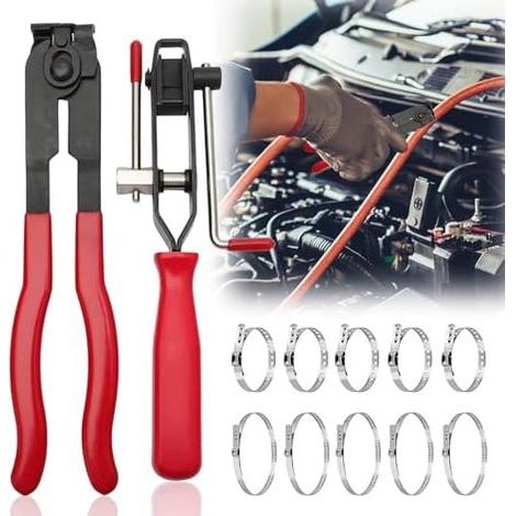 Tool pliers for axle sleeves: set of 12 hose clamps, 2 axle clamps, ear clamp pliers, bands - (1/5)
