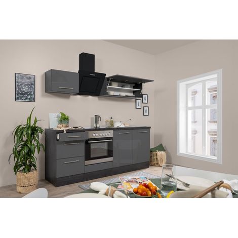Cuisine Kitchenette Chêne Gris Amanda 210 cm Respekta Premium
