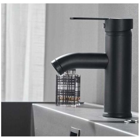 Robinet lave-mains noir mat - Mitigeur eau chaude / eau froide - Noir (1/4)