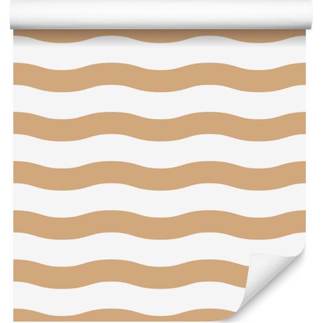 Gestreifte Tapete in Weiß, Gold und Creme für Wohn- und Schlafzimmer, 50 x 1000 cm (1/5)