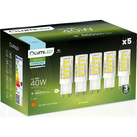 5x G9 LED-Kapsellampe 5W = 40W 460lm 6500K Kaltweiß 360° LUMILED