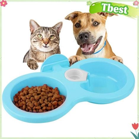 Tbest Intestin d'eau de nourriture pour animaux de compagnie suspendu Double bol suspendu pour animaux de animalerie soin Rose Bleu (1/5)