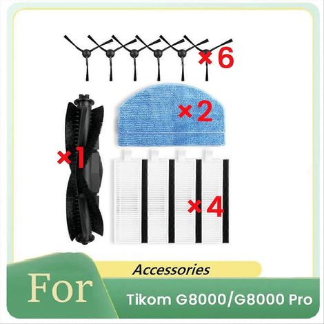 13 pièces pour robot aspirateur Tikom G8000/G8000 Pro : accessoires, pièces de rechange, brosse principale (1/5)