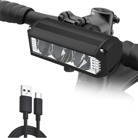 Esta luz para bicicleta recargable por USB cuenta con un foco LED superbrillante cuatro modos: luz luz baja, resistente agua ciclismo nocturno (1/5)