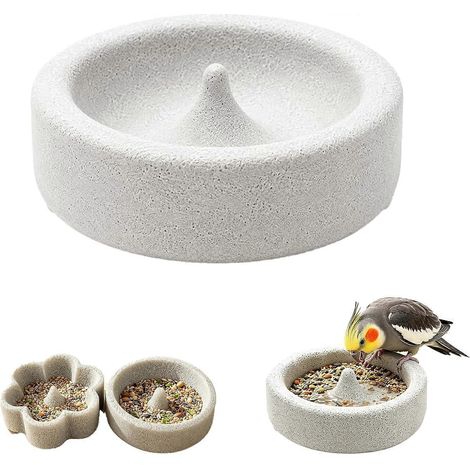 Mangeoire-abreuvoir oiseaux jardin en pierre ponce, portable, stable, résistant à l'usure, station d'alimentation légère (1/5)