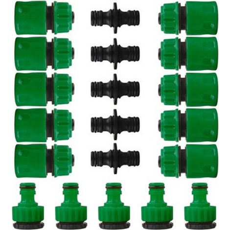 20er-Pack Schnellverbinder, Gartenschlauch-Anschluss-Set, 10x 1/2 Zoll Schlauch-Schnellverbinder, 5x Doppelverbinder, 5x Wasserhahn-Nasenverbinder