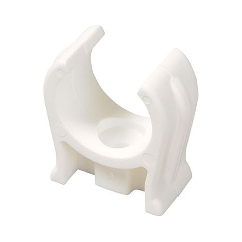 Single Snap-In Open Pipe Clips White - 28mm