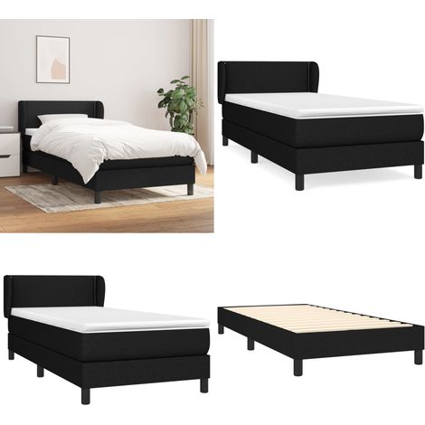 Boxspringbett mit Matratze Schwarz 100x200 cm Stoff - Boxspringbett - Doppelbett - Bettenrahmen - Lattenrost - Matratze - Home & Living (1/5)