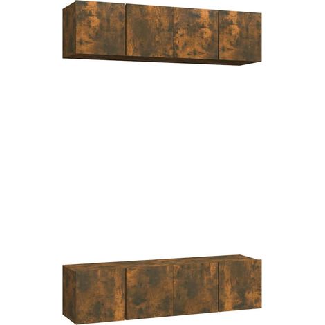 vidaXL Muebles TV pared 4 uds madera ingeniería roble humo 60x30x30cm (1/2)