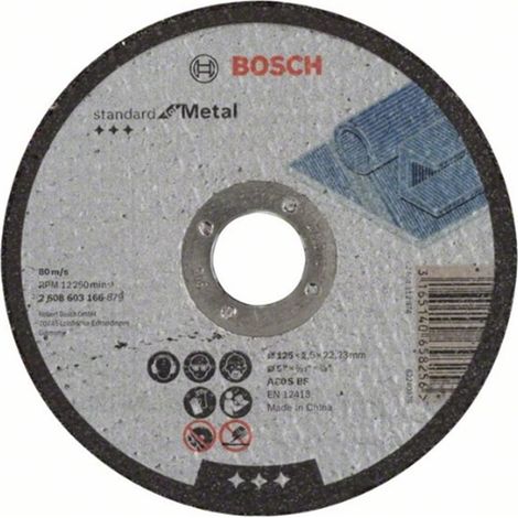 Disco de corte BOSCH con cubo plano estándar para metal 125X2,5 MM - 2608603166