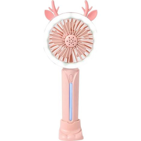 Ventilateur portable rechargeable USB - Pratique - Adapté aux étudiants et aux bureaux - Petit ventilateur portable, Rose (1/5)