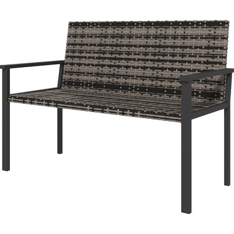 TwoSeater Rattan Bench Mixed Grey (1/5)