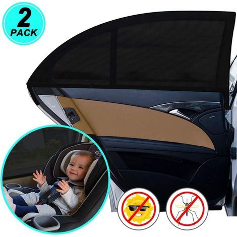 Sonnenschutz fürs Auto, 2-teilig, UV-Schutz, Sonnenschutz für die Rückbank für Kind und Haustier, passend für die meisten Fahrzeuge (Schwarz) - Fei Yu